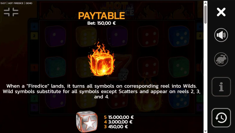 Hot Fire Dice - simboluri și Scatter Pays pe terenul de joc
